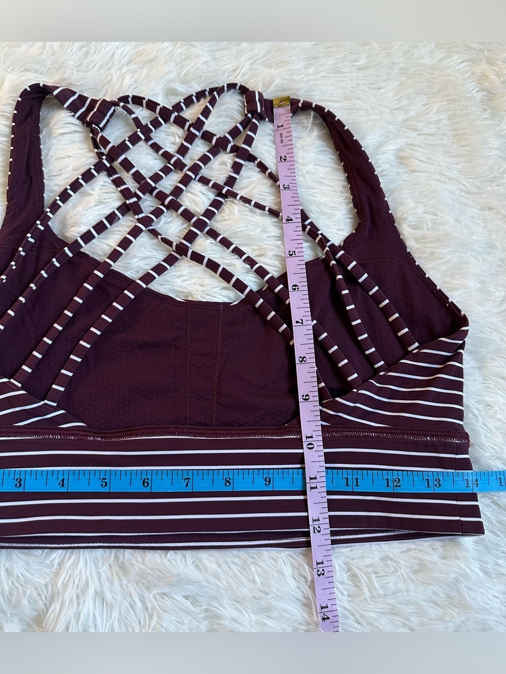 Lululemon Free To Be Wild Long Line Sports Bra Burgundy Strappy Yoga Workout 10 - Picture 6 of 7